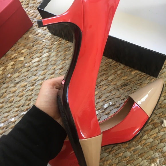 red and nude heels